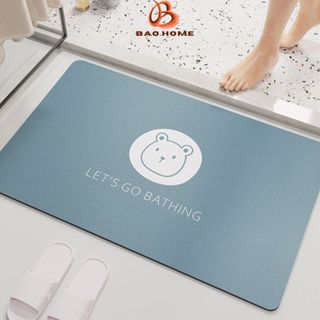 Thảm Chùi Chân BAOHOME Nhà Tắm Lau Chân Silicon Chống Trượt Siêu Thấm Hút B033