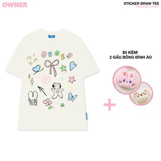 Áo thun unisex local brand sticker pin owner - form rộng top cổ tròn kèm box cotton