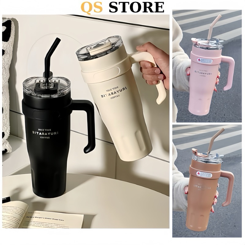 Ly Giữ Nhiệt SITARAYURI Kèm Ống Hút Bình Giữ Nhiệt Inox 1200-1480ML Cốc Giữ Nhiệt Cao Cấp COC21