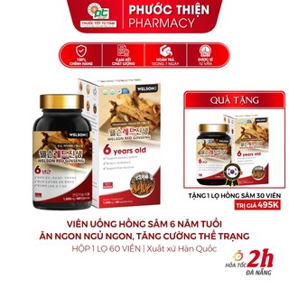Viên đạm hồng sâm, sâm đỏ Hàn Quốc WELSON RED GINSENG lọ 60 Viên bồi bổ sức khỏe, ăn ngon ngủ ngon
