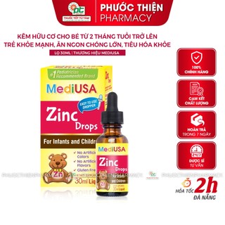 Siro kẽm hữu cơ cho bé biếng ăn MediUSA Zinc Drops Lọ 30ml tăng đề kháng, hỗ trợ tiêu hóa