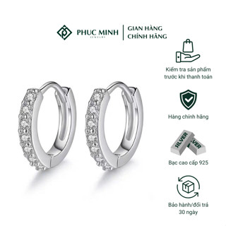  Khuyên tai bạc nữ PMJ bông tai tròn bạc 925 nạm đá cao cấp sang trọng PMJ0211 Phúc Minh Jewelry 