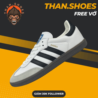 Giày samba og cloud white core black, samba trắng logo đen mũi xám - than.shoes