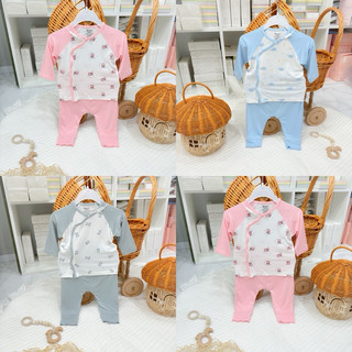  Bộ dài tay sơ sinh cho bé 3-7kg nằm điều hoà mùa hè chất sợi tre mềm mát