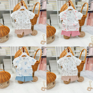  Bộ cộc tay sơ sinh cài lệch cho bé 3-8kg chất sợi tre mềm mại