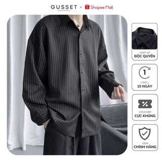 Áo sơ mi nam kẻ sọc gusset vertical striped shirt gs12, sơ mi nam dài tay kẻ sọc dọc xanh thiết kế hàn quốc