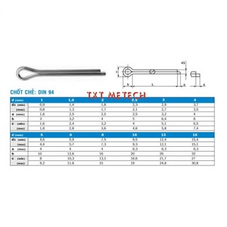 Chốt chẻ mạ kẽm phi 1.5 đến phi 8mm