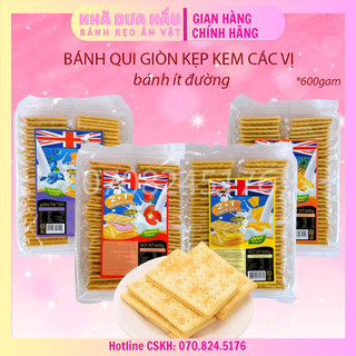 [600gam] Bánh qui kẹp kem ít đường vị phomai/ dâu/ việt quất/ dứa Đầu Bếp Hongkong - ăn vặt healthy ngon bổ rẻ