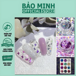 Set trang trí hình bướm 12 màu - nhũ hình bướm ẩn gel ẩn bột cực xinh 12 màu khác nhau