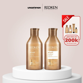 Bộ dầu gội và dầu xả cho tóc khô, thô ráp redken all soft shampoo and conditioner