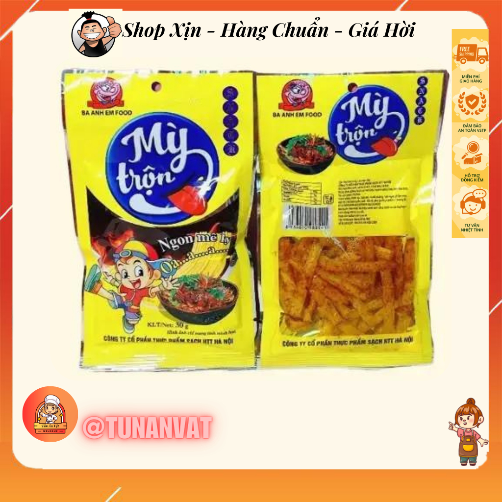 🔥[HOT]🔥Snack Mì Trộn Ba Anh Em foods Hương Vị Chua Cay, Bịch 30 gói. Đồ Ăn Vặt