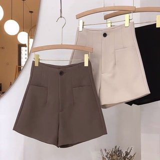 Quần short nữ lưng cao ống rộng, quần đùi nữ cạp cao vải tuyết mưa có 2 túi trước - Mia Shore