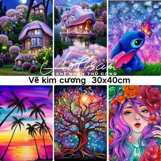 Tranh Gắn Đá Bộ Van Gogh Cây Bách Trong Cánh Đồng Lúa Mì DIY