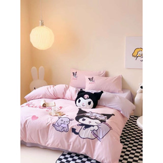 Bộ chăn ga gối Cotton Linen Kuromi Melody cho bé yêu 5 món