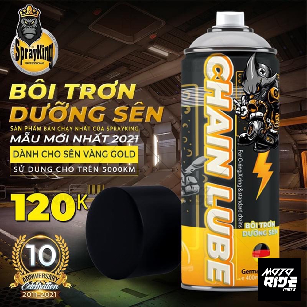 Chai xịt dưỡng sên xe máy Sprayking Chain Lube (400ml) - Xịt bôi trơn xích/sên xe vận hành êm ái