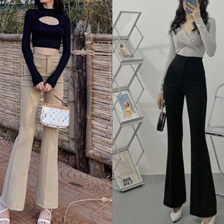 Quần ống loe nữ lưng cao dáng dài 1 cúc siêu hack dáng chất vitex co giãn nhẹ Mia Shore M828