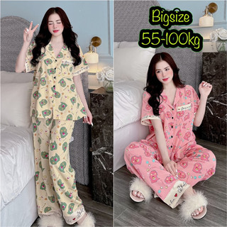 (45-110kg) Đồ bộ Bigsize Lụa Chữ Cao Cấp - TNQD