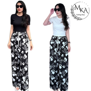 Sét bộ lụa quần hoa văn áo thun trơn đủ size từ 45kg đến 70kg xưởng may mka