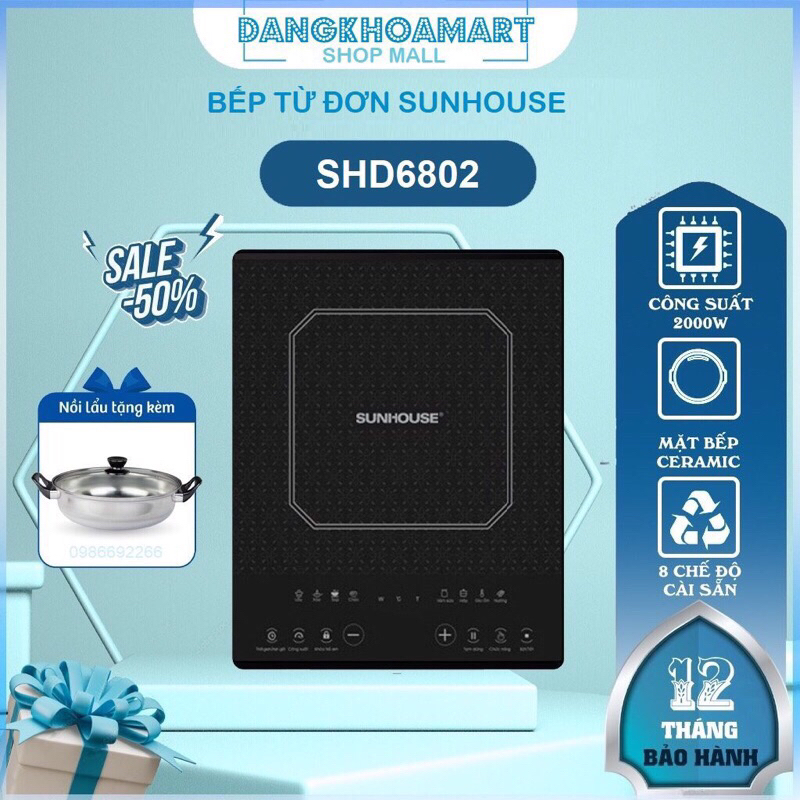 BẾP TỪ ĐƠN SUNHOUSE SHD6802