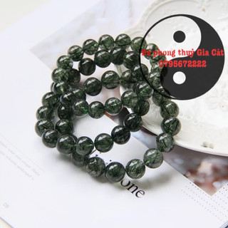 Hàng tuyển vòng tay đá thach anh tóc xanh đậm siêu đẹp - hàng đẹp kiểm định