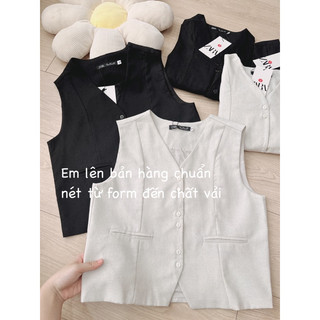 Set áo gile phối quần cộc vải lien
