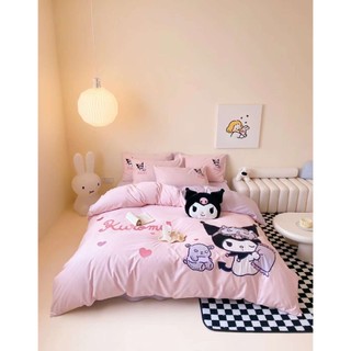 Bộ Chăn Ga Gối Cotton Linen 5 Món Kuromi Ngộ Nghĩnh Luna Bedding