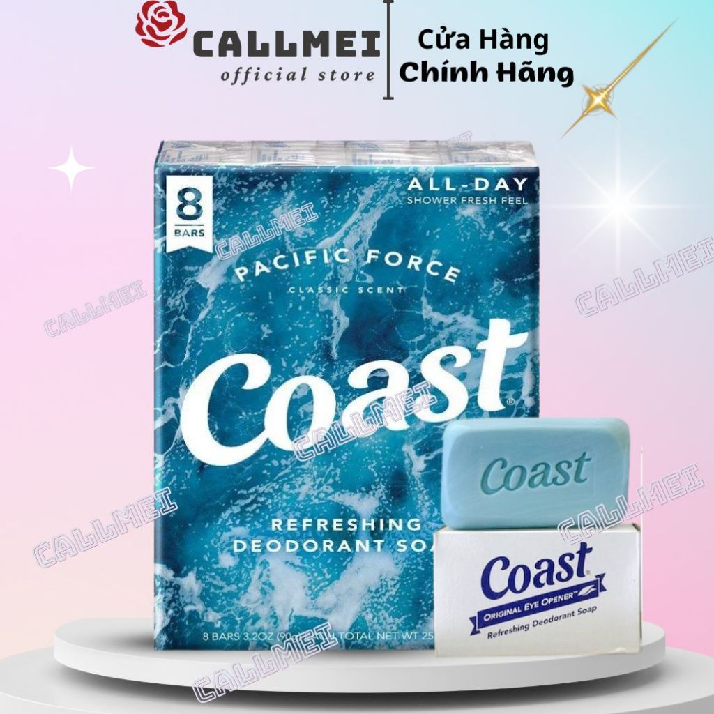 [Lốc] Xà Phòng Coast Mỹ Sạch Khuẩn Classic Scent Pacific Ocean 113g - Made In USA