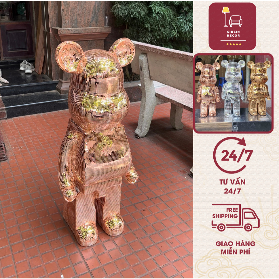  Tượng gấu Bearbrick Bling Cao Cấp Tượng Mô Hình thích hợp làm Quà Tặng Trang Trí Decor 