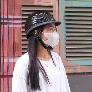 Mũ bảo hiểm nửa đầu vỏ sò đen bóng năm nữ freesize, nón 1/2 đẹp độc lạ