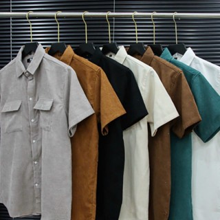 Áo Sơ Mi Nam Nữ Cộc Tay Sơ Mi Nhung Tăm Vân Caro Cao Cấp From Rộng, Unisex, Basic Lên Dáng Cực Đẹp