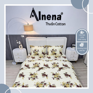 Bộ Chăn Ga Gối 100% Cotton Alnena Mỏng Mịn Mềm Mại Màu Sắc Tươi Sáng Dùng Cho Bốn Mùa (dành cho đệm trên 15cm)