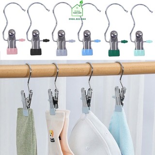 CCL003 - Móc kèm kẹp treo quần áo, móc treo đồ đa năng bằng thép không rỉ - Giadungcamcam