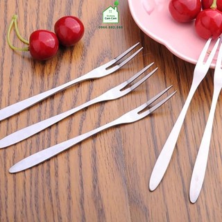 CCL007 - Nĩa 2 chân ăn trái cây bằng thép không gỉ bền bỉ, Nĩa ăn trái cây inox 304 không gỉ - Giadungcamcam