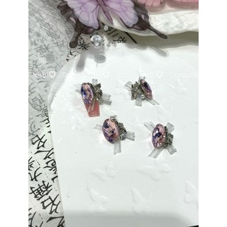 Charm đá mix nơ charm bướm đính móng