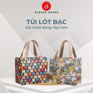 Túi đựng hộp cơm, SUZUKO HOUSE vải Canvas lót bạc dày chống thấm nước giữ nhiệt đựng cơm trưa đồ ăn đi làm văn phòng TV1