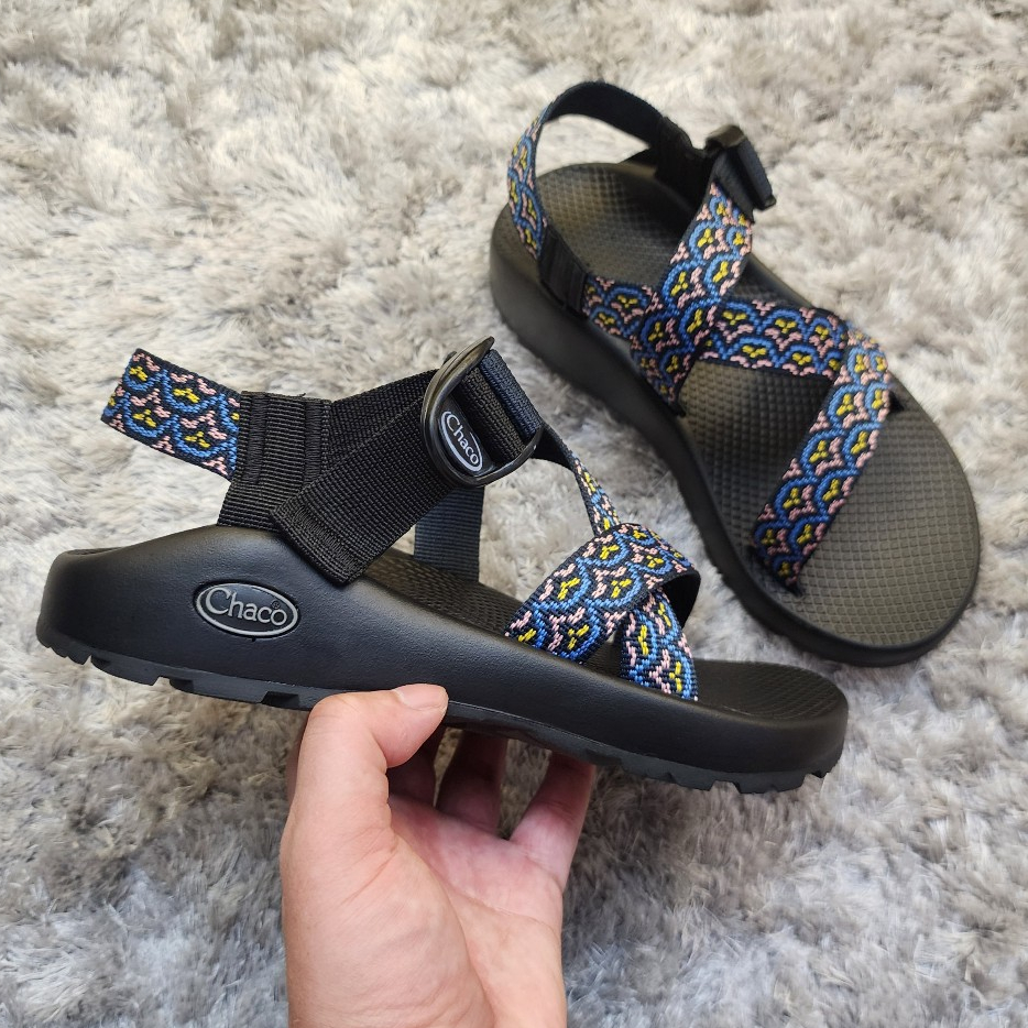 Sandal Chaco Xuất Xịn, Chất Đế TPR Cao Cấp, Dây Quai Mềm Mại Êm Ái MÃ TG111 Xanh Thổ Cẩm