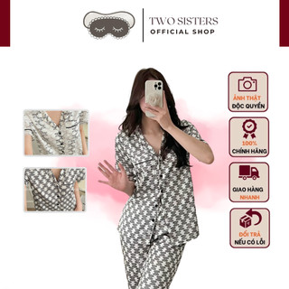Đồ bộ mặc nhà nữ TWOSISTERS, bộ đồ ngủ chất lụa hàn châu hoạ tiết sang chảnh M4