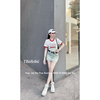 Áo Phông Ce lin Pha Viền Đỏ Form Vừa