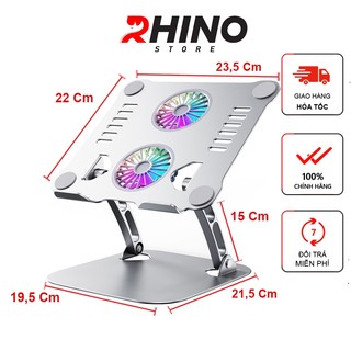 Đế tản nhiệt Laptop 2 quạt Rhino KL202, giá đỡ macbook, ipad máy tính nhôm cao cấp, gấp gọn