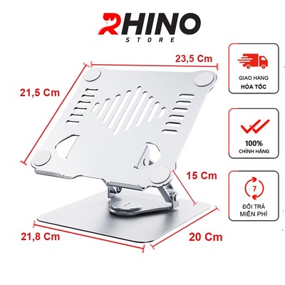 Đế tản nhiệt Laptop xoay 360°, macbook, ipad Rhino KL301, giá đỡ máy tính nhôm cao cấp, gấp gọn