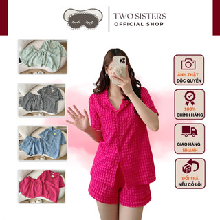 Set đồ bộ ngủ nữ TWOSISTERS, bộ pyjama chất đũi thoáng mát kẻ caro M13