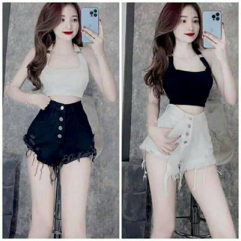 [ Rẻ vô địch ] Quần sooc jean 4 cúc cạp cao