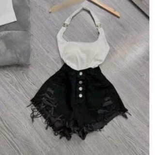 [ Rẻ vô địch ] Quần sooc jean 4 cúc cạp cao