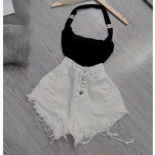 [ Rẻ vô địch ] Quần sooc jean 4 cúc cạp cao