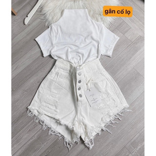[ Rẻ vô địch ] Quần sooc jean 4 cúc cạp cao