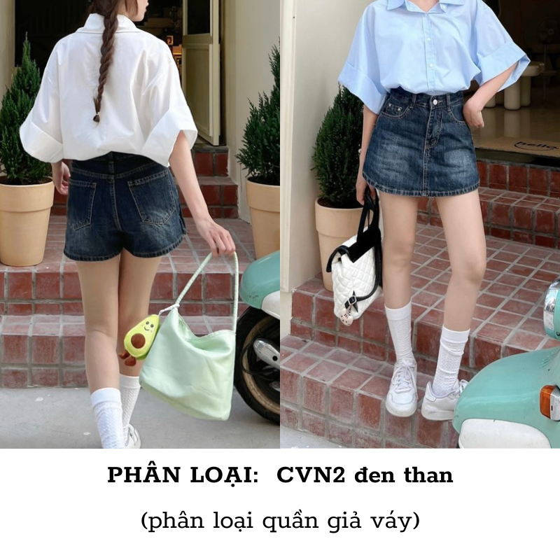 Chân váy jean bò dáng ngắn chữ A có lót trong cạp cao không co giãn giả váy CVN2 | BigBuy360 - bigbuy360.vn