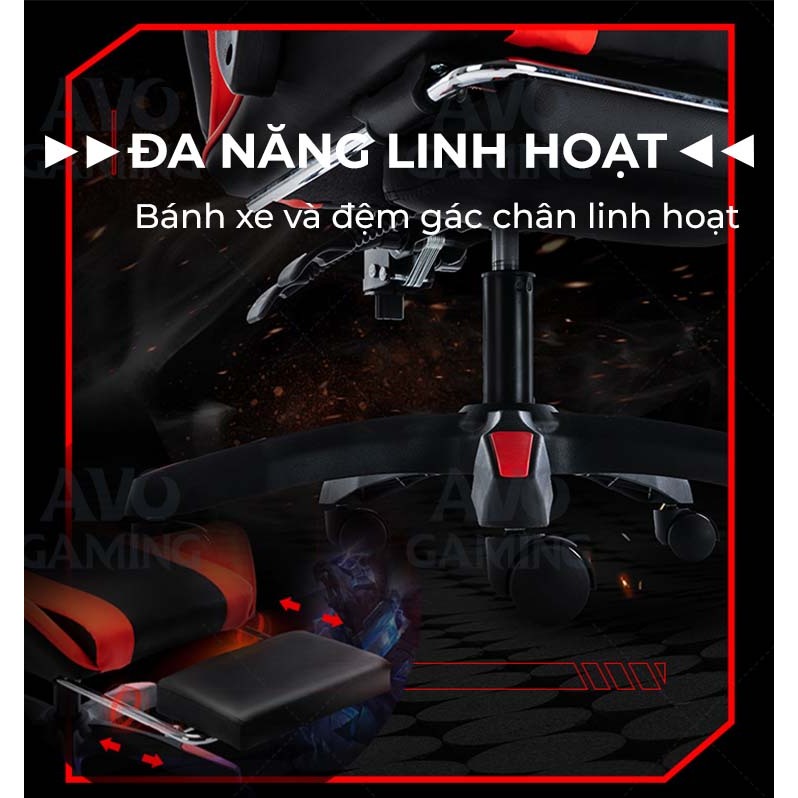 Ghế gaming Avogaming công thái học bọc da, ghế xoay tựa cổ,ngả lưng,nâng hạ có gác chân làm việc chơi game AVOGAMING | BigBuy360 - bigbuy360.vn