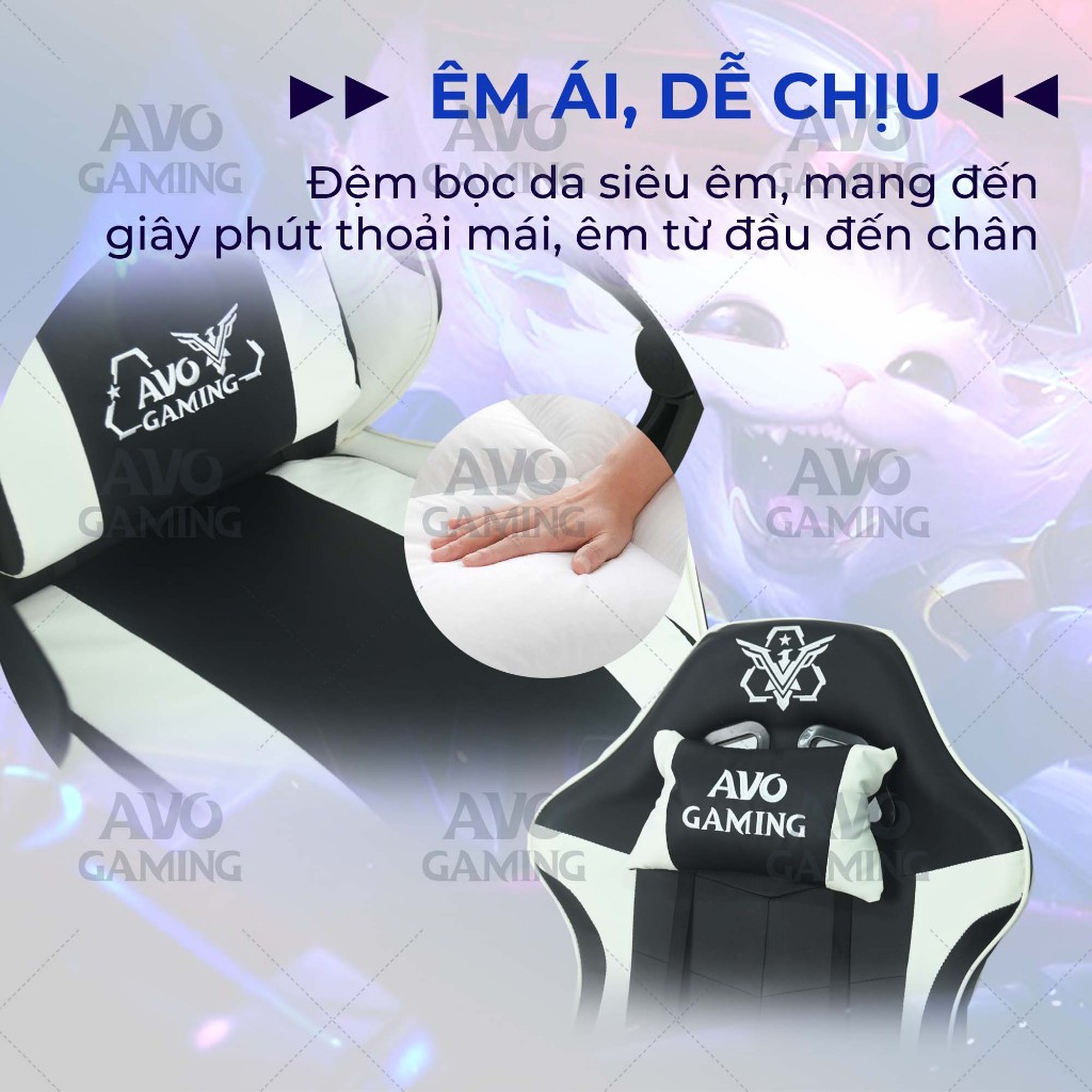 Ghế gaming Avogaming công thái học bọc da, ghế xoay tựa cổ,ngả lưng,nâng hạ có gác chân làm việc chơi game AVOGAMING | BigBuy360 - bigbuy360.vn