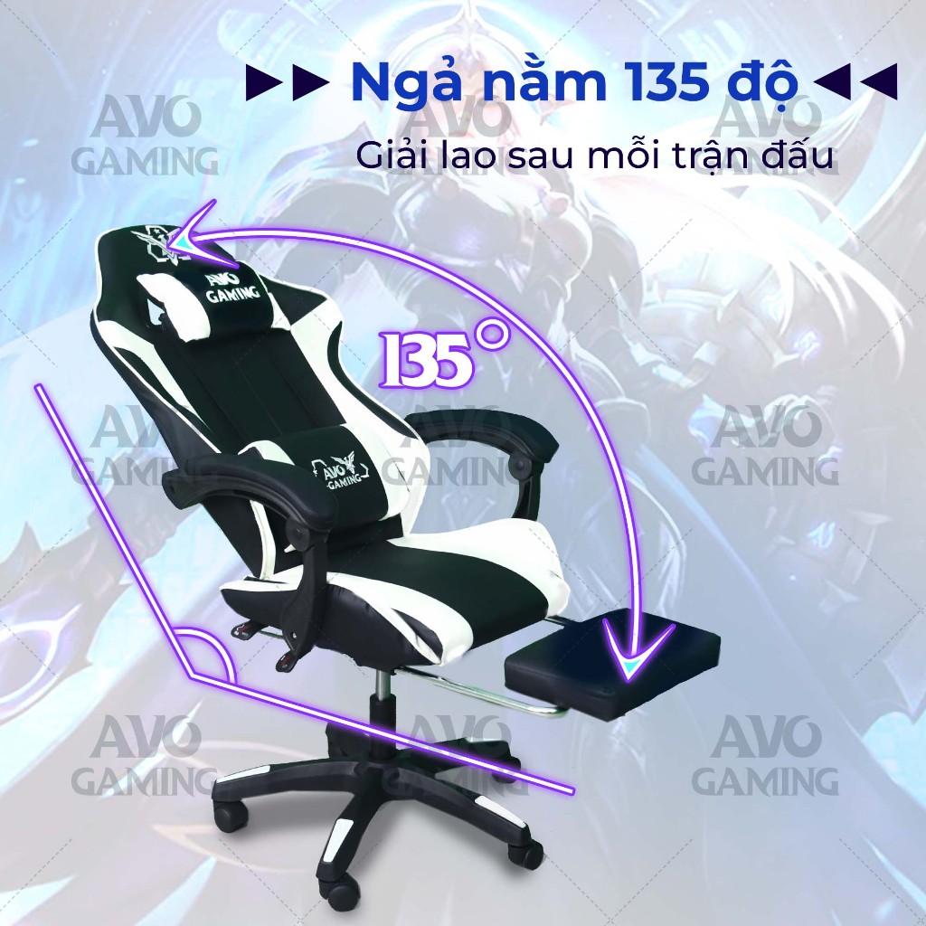 Ghế gaming Avogaming công thái học bọc da, ghế xoay tựa cổ,ngả lưng,nâng hạ có gác chân làm việc chơi game AVOGAMING | BigBuy360 - bigbuy360.vn