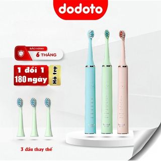 Bàn chải đánh răng điện dodoto lông bàn chải mềm rung sóng âm, sạch mảng bám chống nước Ipx7